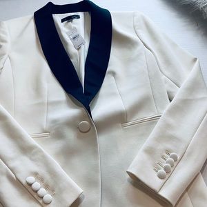 Ann Taylor White Jacket with Black Lapels Size 2